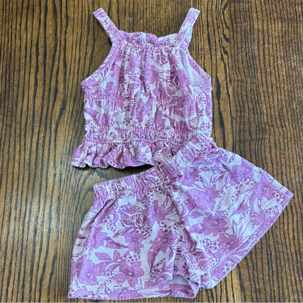 Vince Camuto Kids 2-Piece Shorts Set Size 4 Floral Tropical Peplum Beach Boho